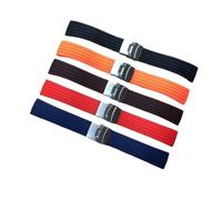 YingYou 1 pz 16 18 20 22 24 Millimetri Nuova Gomma di Silicone Della Banda Della Cinghia di Vigilanza di Modo Della Vigilanza Della Fascia di Distribuzione Fibbia Impermeabile Cinturino Nero(B2 Red,24