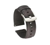 YingYou 20 22mm Cinturino For Orologio In Pelle Opaca Crazy Horse A Sgancio Rapido Morbido Impermeabile Nero Argento Fibbia Cintura Accessori For Orologi Con Strumento(Black Silver Buckle,22mm)
