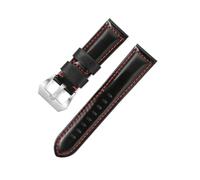 YingYou Cinturino For Orologio In Vera Pelle Opaca Da 20 Mm, 22 Mm, 24 Mm, 26 Mm, Cinturino For Orologio In Pelle Bovina Cerata E Olio, Cinturino Da Polso Retrò Crazy Horse(ZG Black red,20mm)