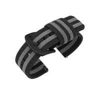 YingYou Cinturino in nylon da 18 mm, 20 mm, 22 mm, 24 mm, elastico intrecciato, compatibile con cinturino a sgancio rapido Seiko(Black gray-black,18mm)