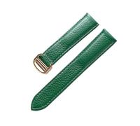YingYou Cinturino In Pelle A Grana Litchi Da Uomo In Morbida Pelle Da Donna Compatibile Con Gli Accessori For Cinturini For Orologio Con Fibbia Pieghevole Cartier Tank Solo(Green gold buckle,16mm)