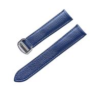 YingYou Cinturino In Pelle A Grana Litchi Da Uomo In Morbida Pelle Da Donna Compatibile Con Gli Accessori For Cinturini For Orologio Con Fibbia Pieghevole Cartier Tank Solo(Blue silver buckle,17mm)