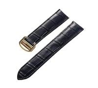 YingYou Cinturino In Pelle Da Donna Da Uomo Compatibile Con Cartier Tank London Solo Key Chiusura Pieghevole 17/18/20 / 22MM Accessori Cinturino Orologio In Pelle(Black gold buckle,21)