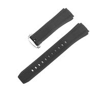 YingYou - Gomma di silicone nera di qualità, compatibile con la serie di EDIFICE EF-552 WheamBands Man Watch, bracciale in acciaio inossidabile 25 x 20 mm, Nero / Argento (Black Silver Buckle