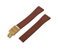 YingYou New FKM Watch Strap With Quick-release Butterfly Gold Buckle. Compatible With 16mm, 18mm, 19mm, 20mm, 21mm, And 22mm CTS Rubber Watch Strap Cutting Sizes.(Brown Gold Buckle,21mmx18mm)