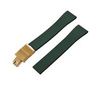 YingYou New FKM Watch Strap With Quick-release Butterfly Gold Buckle. Compatible With 16mm, 18mm, 19mm, 20mm, 21mm, And 22mm CTS Rubber Watch Strap Cutting Sizes.(Green Gold Buckle,22mmx18mm)