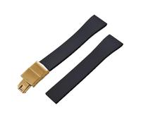 YingYou New FKM Watch Strap With Quick-release Butterfly Gold Buckle. Compatible With 16mm, 18mm, 19mm, 20mm, 21mm, And 22mm CTS Rubber Watch Strap Cutting Sizes.(Black Gold Buckle,19mmx16mm)