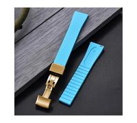 YingYou New FKM Watch Strap With Quick-release Butterfly Gold Buckle. Compatible With 16mm, 18mm, 19mm, 20mm, 21mm, And 22mm CTS Rubber Watch Strap Cutting Sizes.(SkyBlue No Buckle,19mmx16mm)