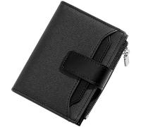 YINHEXI Piccolo portafoglio da donna, portafoglio da donna con finta tela in pelle PU, doppio scomparto con cerniera, portafoglio con tasca per carte di credito e finestra d'identità, Colore: nero.,