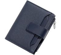 YINHEXI Piccolo portafoglio da donna, portafoglio da donna con finta tela in pelle PU, doppio scomparto con cerniera, portafoglio con tasca per carte di credito e finestra d'identità, Blu scuro,