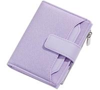 YINHEXI Piccolo portafoglio da donna, portafoglio da donna con finta tela in pelle PU, doppio scomparto con cerniera, portafoglio con tasca per carte di credito e finestra d'identità, Lavanda,