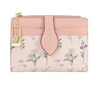 YINHEXI Portafoglio da donna, compatto e piccolo, con blocco RFID, in pelle PU, mini borsa con tasca portamonete per signore e ragazze, Foglia Rosa, Minimalista