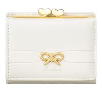 YINHEXI Portafoglio da donna, con blocco RFID, piccolo, compatto, in pelle PU, con tasca portamonete e finestra per documenti d'identità, per donne, ragazze e ragazze, Fiocco Bianco, Carino