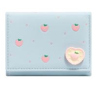YINHEXI Portafoglio da donna, con blocco RFID, piccolo e compatto, in pelle PU, con porta carte di credito, mini borsetta da donna con tasca per monete, Pesca Blu, Twee