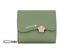 YINHEXI Portafoglio da donna, piccolo portafoglio da donna con blocco REID con porta carte di credito, portafoglio sottile bifold con tasca portamonete con cerniera, verde scuro, Carino