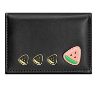 YINHEXI Portafoglio da donna, portafoglio da donna con motivo di frutta, piccolo portafoglio a tre ante con blocco RFID, piccolo portafoglio tascabile in pelle carino, nero, Carino