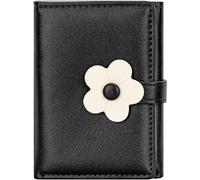 YINHEXI Portafoglio da donna, portafoglio da donna, piccolo portafoglio bifold con blocco RFID, grazioso portafoglio da tasca in pelle per donne, ragazze, mini borsa corta da donna, Fiore Nero, Twee