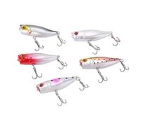 Yinhing 5 Pezzi di Esche da Pesca 4,5 Cm Topwater Poppers Esche Rigide con Occhi 3D per la Pesca Alla Spigola e in Acqua Salata