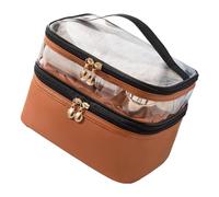 Yinhing Borsa per il Trucco a Doppio Strato con Cerniere Comoda Maniglia Sigillata per Cosmetici da Viaggio per Donne e Ragazze Design Elegante per la Bellezza e l'uso (BROWN)