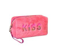Yinhing Borsa per il Trucco in Peluche con Cerniera Borsa Toilette Viaggio Portatile Custodia Cosmetica Tenuta in Mano per il Trucco Viaggio e l'uso Quotidiano (Rosa rossa)
