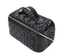 Yinhing Borsa per il Trucco Viaggio Borsa per Cosmetici con Divisori Multipli in Pelle PU Completamente Espandibile per L'uso Quotidiano in Viaggio Donna (BLACK)
