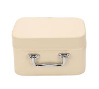 Yinhing Borsa per Trucco Trapuntata con Specchio Organizer per Custodia per Trucco a Doppio Strato con Vassoio Sollevabile e Specchio HD per le Donne Che Viaggiano a Casa (Beige Piccolo 24x17x14 cm)