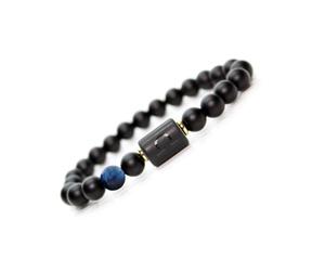 Yinhing Bracciale Elasticizzato con Perline Gioielli di Buona Fortuna per Uomo e Donna Bracciale in Corda Elastica da 19 Cm Realizzato con Agata Blu Turchese e Diaspro Imperiale (20.00)
