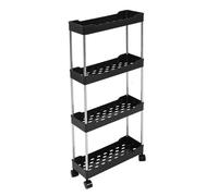Yinhing Carrello Portaoggetti Sottile con Rotelle Scaffale Mobile da Bagno a 4 Livelli per Carrello Portaoggetti per e Lavanderia in Spazi Ristretti (BLACK)