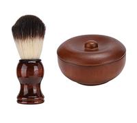 Yinhing Ciotola per Sapone Barba in Legno, Consistenza Fine con Coperchio e Pennello Barba, per Uomini, Padre, Marito, Fidanzato, Regali (Spazzola Hu + portasapone)