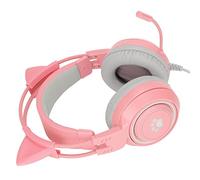 Yinhing Cuffie da Gioco Cat Ear SYG25 per Microfono USB con Controllo del Volume da 3,5 Mm Padiglioni Auricolari Rimovibili in Morbida Similpelle (PINK)