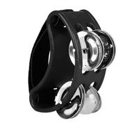 Yinhing FOOD TAMBOURINE, Strumenti a Percussione con 4 Coppie di Jingle in Acciaio Inossidabile e Cinturino Elastico Piede Tamburello Strumento Musicale Strumento a Percussione a per Cajon (BLACK)