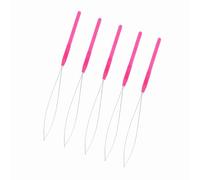 Yinhing Infila Extension per Capelli con Micro Perline, Ago per Tirare il Cappio in Acciaio Inossidabile con Impugnatura Comoda per L'installazione dei Capelli 8,5 Pollici 5 Pezzi (PINK)