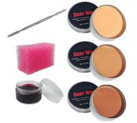 Yinhing Kit Cera per Cicatrici, Trucco Realistico per Effetti di Ferite per Costumi di Halloween e Trucco Teatrale, con Spatola Facile Modellare (1)
