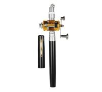 Yinhing Kit Combinato Mulinello Telescopico per Canna da Pesca Canna da Pesca Portatile con Penna Tascabile con Mulinello in Lega di Alluminio Ideale per la Sul Ghiaccio in Barca e in Viaggio (BLACK)