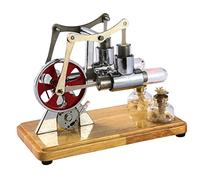 Yinhing Kit Motore Stirling, in Metallo con Motore Ad Aria Calda a Doppio Cilindro con Luce a LED e Lampada Ad Alcool, per Esperimenti di Scienze Fisiche Educativo Fai Te per Adulti (SILVER)