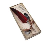Yinhing L'elegante Set di Penne d'oca per Calligrafia Inglese Feather Dip Include 5 Pennini per Scrivere per la Pratica e l'arte della Calligrafia (rosso)