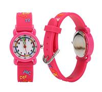 Yinhing Orologio da Auto per Bambini con Motivo a Lettere per Strumento di Riconoscimento del Tempo per Bambini Orologio da Polso Divertente Ed Educativo in Rosa Rossa per Ragazzi e Ragazze (Lettera