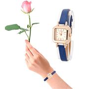 Yinhing Orologio da Polso Femminile Alla Moda Al Quarzo con Display Analogico Dal Design Elegante e Comodo Cinturino in PU, Colore Rosso Elegante per Ogni Occasione (BLUE)