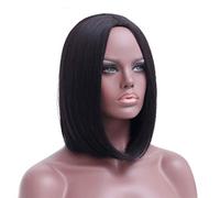 Yinhing Parrucca Corta Bob Parrucche per Capelli Umani Parrucca Bob con Fascia Elastica Regolabile Calore 160 G per Trucco Donna per Performance Cosplay (BLACK)