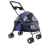 Yinhing Passeggino per Cani, Passeggino Gatto a 4 Ruote per Gatto con Supporto per Tazza per Blu Navy Blu Navy