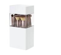 Yinhing Porta Pennelli per Trucco, Portaoggetti a 12 Fori con Fori di Ventilazione per Asciugare i Pennelli per Trucco, Strato Intermedio in Silicone e Design della Copertura, Scatola (WHITE)