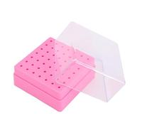 Yinhing Porta Punte per Fresa per Unghie, Scatola Portaoggetti Trasparente in ABS Rosa con 49 Fori e Scomparti Dedicati per Ogni Punta, Ideale per Saloni di Bellezza Professionali