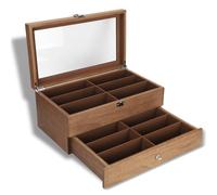 Yinhing Scatola per Occhiali, Scatola per Occhiali da 12 Slot Scatola per Occhiali in Legno a Doppio Strato Scatola per espositori Decorazione per Esposizione e conservazione