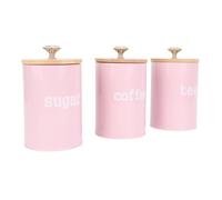 Yinhing Set di Contenitori Multifunzionali Ermetici in Ferro da 3 Pezzi con Coperchi, Ideali per tè, caffè, Zucchero e Altre Cucine, Elegante Design Blu per l'organizzazione Domestica (Roseo)