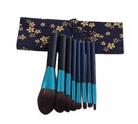 Yinhing Set di Pennelli per Trucco Premium 8 Pezzi con Manico in Legno Pennelli per Fard e Ombretto Sintetici Ultra Morbidi Portatili Forniti con Elegante Custodia Design Blu Elegante per il