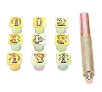 Yinhing Set di Punzoni per Timbri con Numeri in Metallo da 13 Mm, Kit da 0 a 8, con Martello a Percussione per Fustella in Metallo, Plastica Morbida, Pelle