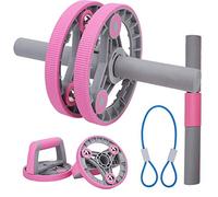Yinhing Set Multifunzione Combinato con Ruota Addominale e Cinghia da Tirare per Allenamento Fitness in Palestra a Casa per Rafforzare la stabilità e Tonificare, Ideale per Livelli di Fitness (PINK)