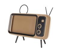 Yinhing Supporto per Telefono TV retrò Supporto per Telefono Cellulare da Tavolo Decorativo Colore caffè Ampia compatibilità per la Maggior Parte degli Smartphone Scratch