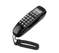 Yinhing Telefono da Parete con Display LCD ID Chiamante Design per Ufficio Domestico e hotel. Telefono Fisso Salvaspazio per Comfort e praticità (BLACK)