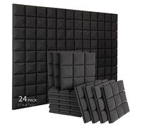 YinHua Confezione da 24 pannelli fonoassorbenti in schiuma, 5,1 x 30,5 x 30,5 cm, ad alta densità e resistenti al fuoco, per trattamento acustico e decorazione da parete, colore nero (fungo)